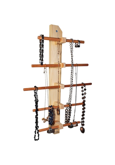 Doğal ahşap duvar takı askısı askılık organizer takı düzenleyici