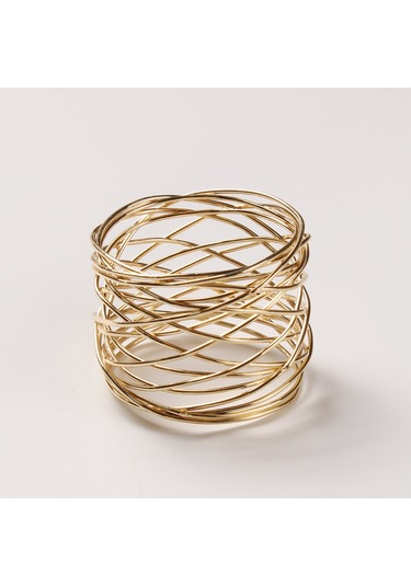 Pieces Noel Peçete Halkaları - Altın Kaplamalı İpek, Benzersiz Peçeteler