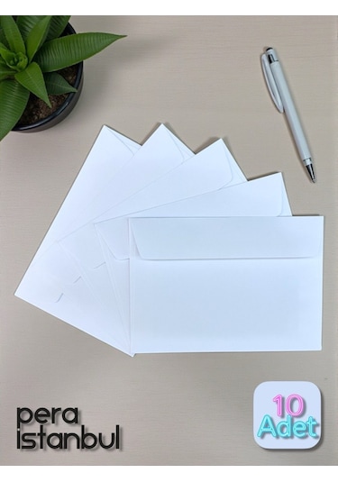 10 Adet C6 Beyaz Davetiye Lüks Tebrik Kartı Mektup Mühür Cüzdan Büyük Kapasiteli Zarf 114x162mm
