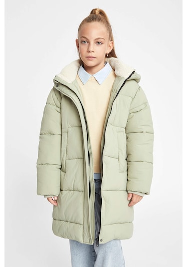 Defacto Kız Çocuk Su İtici Kapüşonlu Uzun Kaban A0891A823AUKH271 Haki Defacto Kız Çocuk Su İtici Kapüşonlu Uzun Kaban A0891A823AUKH271 Haki