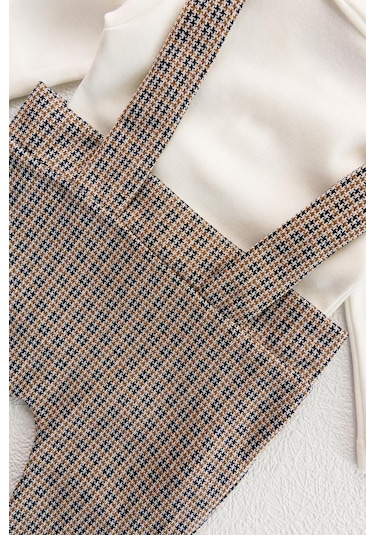 Vintage Desenli Şapkalı Erkek Bebek Tulum Salopet Takım 001