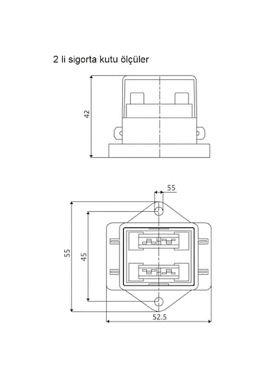 Standart Bıçak Sigorta Yuvası Kutusu 2 Sigortalık