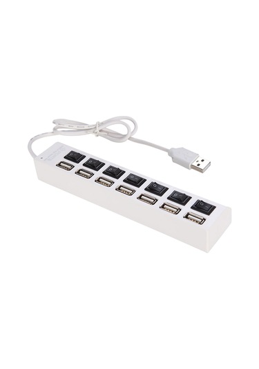 Skycity 7 Port Usb 2.0 Hub Beyaz - Bağımsız Anahtar Ve Gösterge Işığı, 480mbps Hızlı Veri Transferi, Çoklu Cihaz Desteği