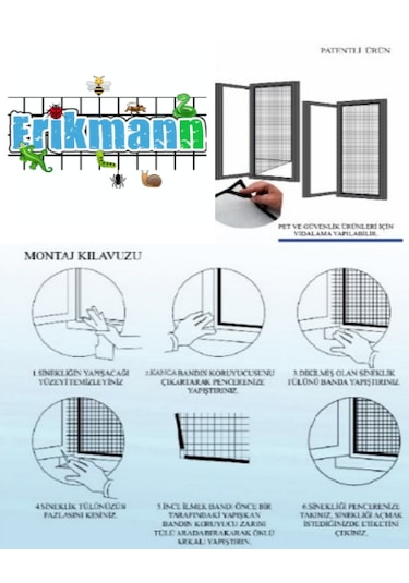 En 0:80 Boy :0:160 Fiberglass Aç Kapa Yıkanabilir Pencer Sinekliğ