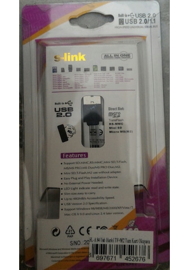 S-Link Sl A 84 Usb Harici Tf M2 Tam Kart Okuyucu