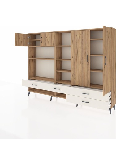 Arges Dolap 12 Raflı 4 Çekmeceli 4 Kapaklı 220x30x163 Çam-çam/ayt Çam-çam/aytaşı