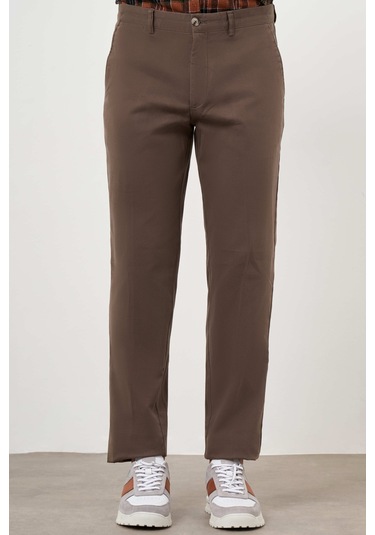 Morven Erkek Kahverengi Pamuk Yan Cep Dynamic Fit Chino Pantolon Kahverengi