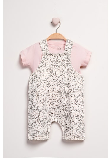 Baby Fou 2'li Kız Bebek Kısa Tulum Takım Pembe