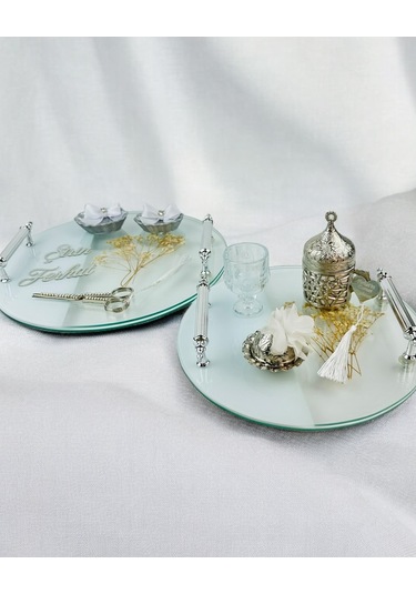 Radiant Söz Tepsisi Ve Nişan Tepsisi Seti Kırmızı Kırmızı