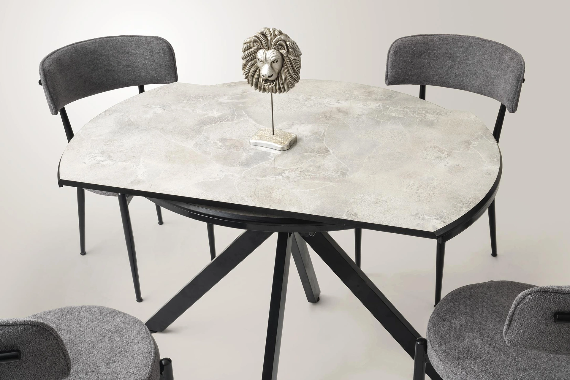 Nova Alfa Yuvarlak Açılır Mdf Mutfak Masa Sandalye Takımı 70x120 Siyah