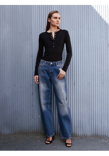 Dilvin 72062 Bol Kesim Denim Pantolon-tint Tint