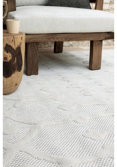 Silva Beyaz Halı Yıkanabilir Halı Balkon Halısı Oturma Odası Kori Beyaz