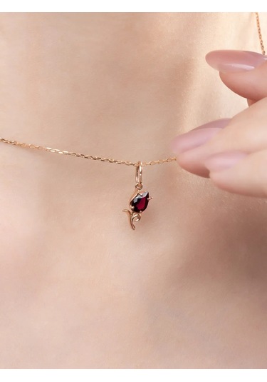 Uvelirnye Tradicii Doğal Granat Taşlı 925 Ayar Gümüş Kolye 403045705