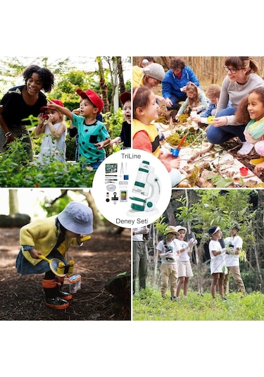 Triline Mikroskop Deney Seti 180x Portatif Led Işıklı Eğitici Öğretici 21 Parça Mobil Mini Taşınabilir