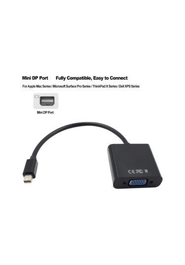Tenfowee Mini Dp'den Vga'ye Yüksek Çözünürlüklü Video Dönüştürücü Adaptör - Projeksiyon Ve Monitör Bağlantısı İçin