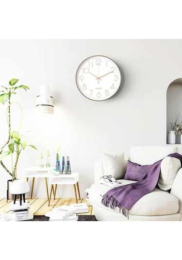 Minimalist Duvar Saati Gümüş , 30 Cm 12 İnç Modern Sessiz Duvar Saati, Sessiz Kuvars Hareketi Diğer