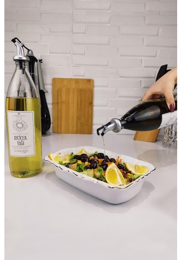 Lombardino Vetro 2'li Zeytinyağı Ve Sıvıyağ Şişesi Yağdanlık 1000 Ml Sh-003