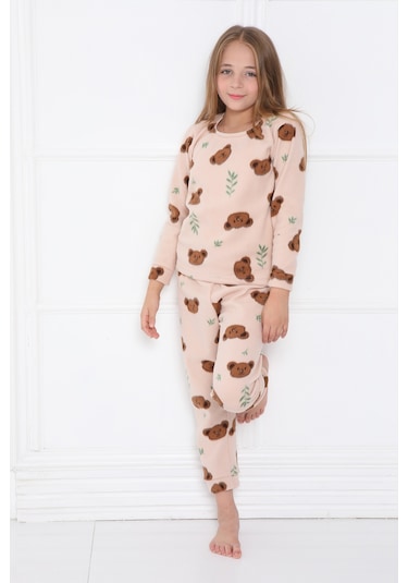 Fames Pijama Kişlik Çocuk Polar Pijama Takim KREM