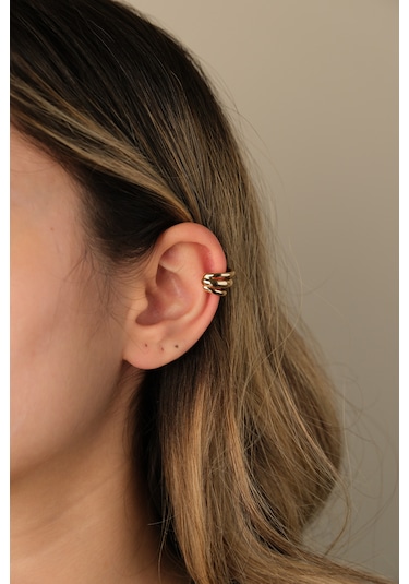 Çildan Womens Gold Özel Tasarım Üçlü Kıkırdak Küpe