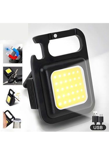 Cevval Çok Işlevli Şarj Edilebilir Mini Led Anahtarlık El Feneri Siyah