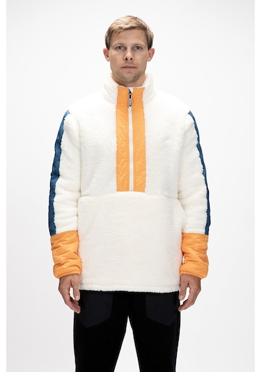 Bomb Marshmallow Yarım Fermuarlı Erkek Polar Beyaz