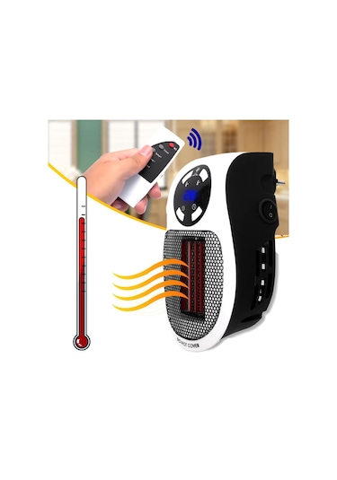 Powermaster Pm-20327 500watt Priz Tipi Uzaktan Kumandalı Taşınabilir Isıtıcı Zamanlayıcı - Otomatik Kapanma