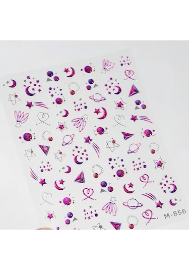 Yıldız Ay Aşk Kalp Kolye Kavisli Çizgi Ark Sıcak Damgalama Retro 5d Nail Art Etiketler Dekorasyon Yapışkanlı Manikür Çıkartmaları Dıy Bej