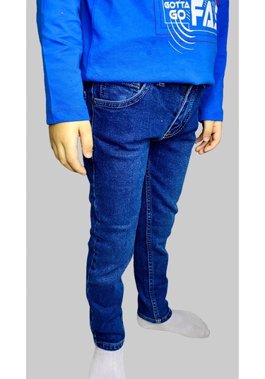 Erkek Çocuk Denim Düz Mavi Ligrasız Kot Pantolon Mavi