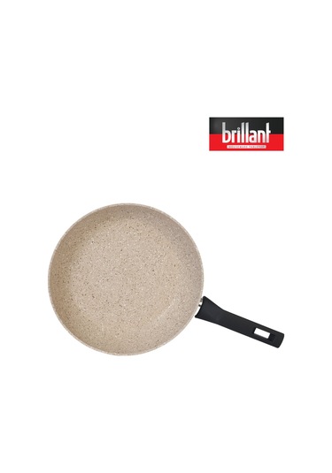 Granit 28 Cm Tava Yanmaz Yapışmaz Tava Krem Krem