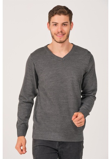 V0002 Dewberry Erkek V Yaka Kazak-füme Füme