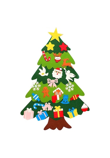 Noel Ağacı Noel Dekorasyonu Kolye Çocuklar Dıy Üç Boyutlu Keçe Noel Ağacı Noel Hediyesi