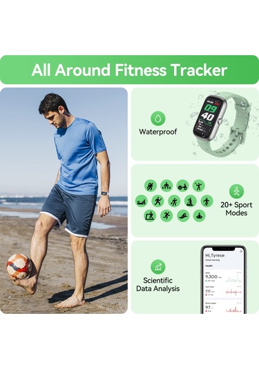 Geeroyoo JZR-GY Kalp Ritmi Uyku Takibi Ip68 Spor İ Adım Ve Kalori Sayacı Yeşil Akıllı Saat (İthalatçı Garantili)