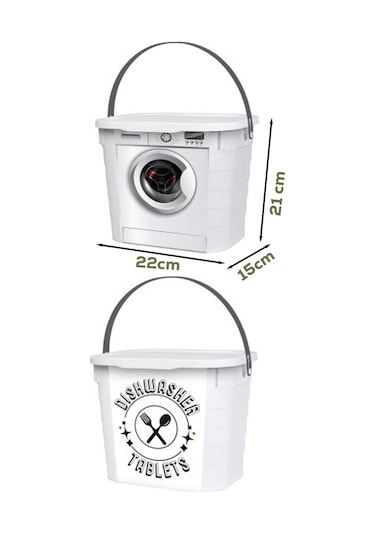 Porsima 2li Mega Kendinden Etiketli Çok Amaçlı Toz Ve Tablet Deterjan Saklama Kutusu Pratik Kapaklı Tablet Deterjan Saklama Kabı Seti 2x7,3lt Şeffaf