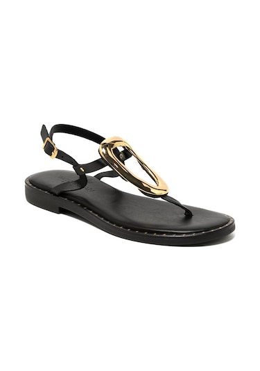 19 Black Sandalet Kadın 22035 Myconian 2025 Greek Sandal Siyah