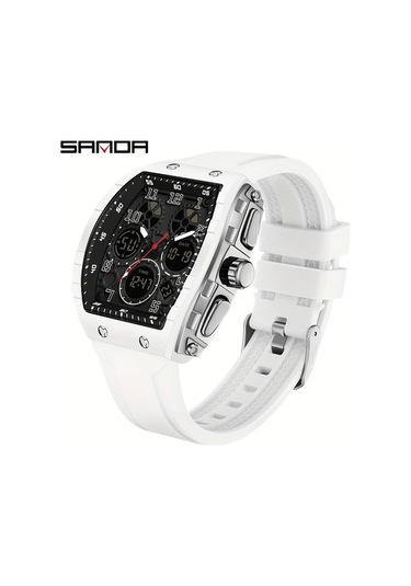 Oldfriend Sanda Erkek Spor Digital Saat 50m Suya Dayanıklı Kronometre Alarm Beyaz Diğer