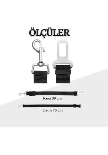 Araç Köpek Kedi Koltuk Emniyet Kemeri Evcil Hayvan Araba Metal Emniyet Halkası Tasması Tokası Siyah