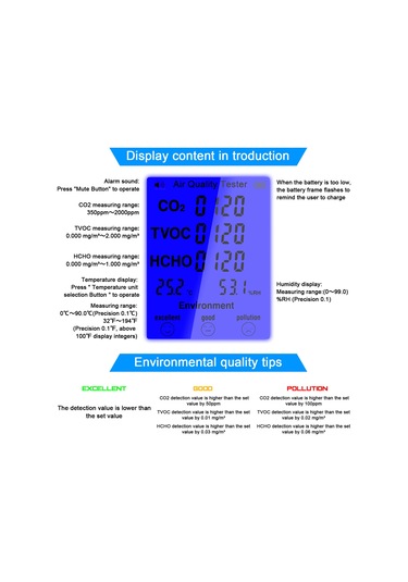 Usb Kablolu Çok Fonksiyonlu Hava Kalitesi Test Cihazı Çok Renkli
