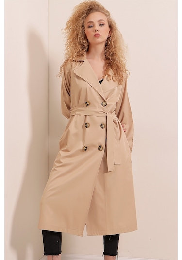 Bigdart 5853 Kruvaze Yaka Trençkot - Vizon 001