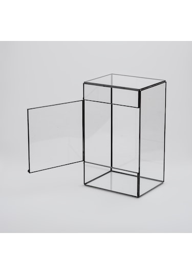 Cam Fanus Geometrik Teraryum Siyah Dikey Fanus