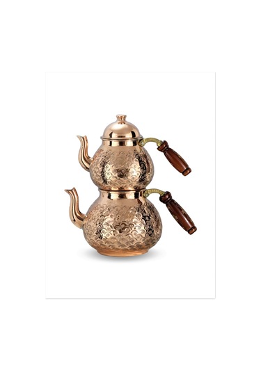 Damla Keski Kırmızı Bakır Çaydanlık Bakır