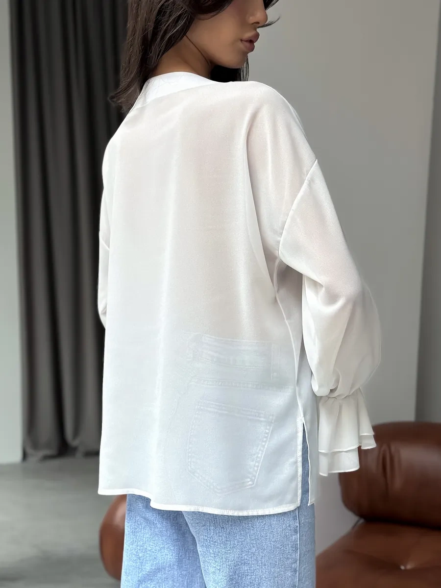 Masya Beyaz Fırfırlı Şık Bluz 449250351 Beyaz