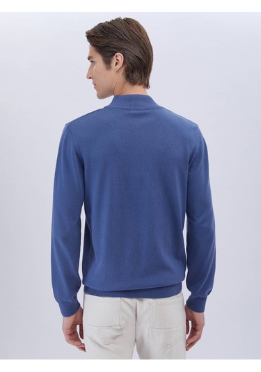 Kip İndigo Yarım Balıkçı Yaka Desenli Pamuk Karışımlı Triko Çok Renkli