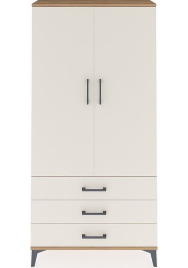 Arges Dolap Tek Raflı 3 Çekmeceli Tek Askılı 88x30x182 Çam-ay... Çam