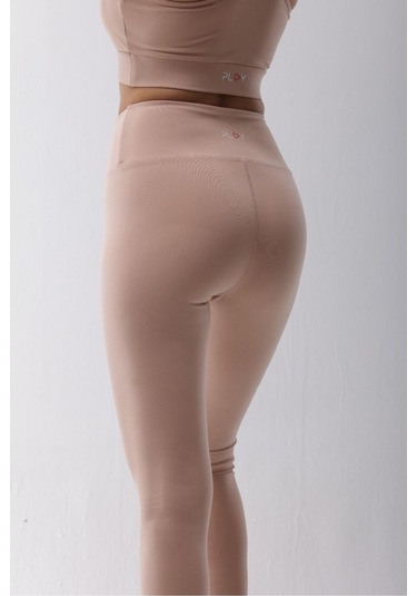 Polyester Pudra Normal Bel Fitted Basic Sporcu Tayt Pudra