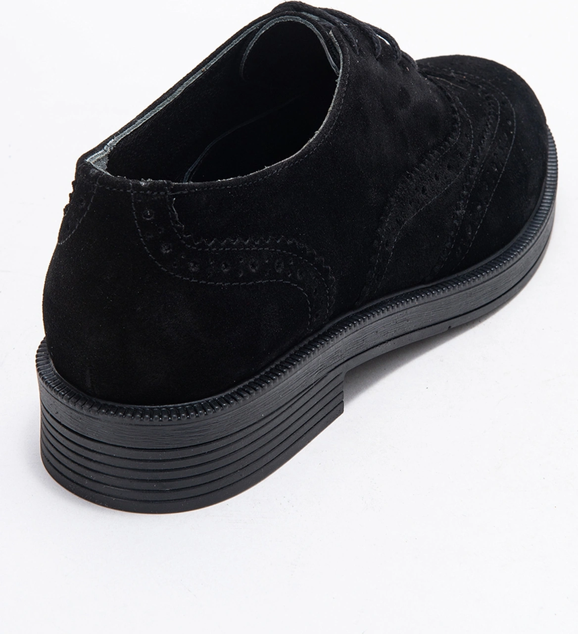 Avra Siyah Süet Hakiki Deri Kadın Oxford Ayakkabı Siyah