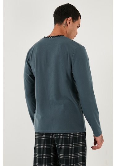 Buratti Ekoseli Yumuşak Dokulu Regular Fit Uzun Kollu Erkek Pijama Takımı 609611030 Antrasit