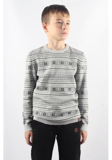 Alexandergardı Bisiklet Yaka Çocuk Triko Kazak C23-7103 Gri