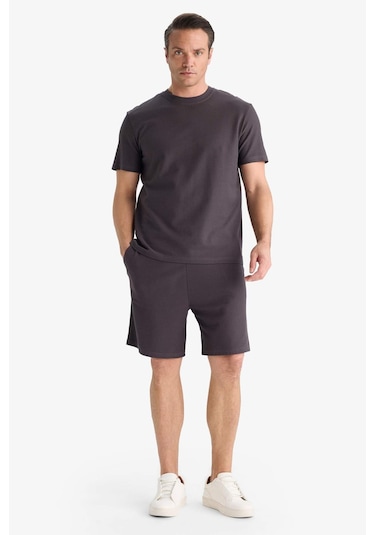DeFacto %100 Pamuk Relax Fit Twill Dokulu Cepli Şort E2590AX25SMAR223