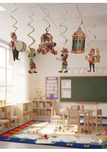 Ramazan Asmalı Sarkıt Süs 6'lı Hacivat Karagöz Tavan Duvar Dekoru