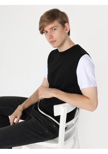 Colin's Slim Fit Siyah Erkek Triko Kazak CL1064522_Q1.V1_BLK